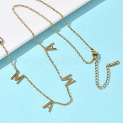 母の日 304ステンレススチール パヴェクリアキュービックジルコニア ママの文字型ペンダントネックレス（女性用）  ゴールドカラー  17.72インチ（45cm）&nbsp;NJEW-F374-01G
