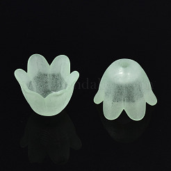 透明なアクリルビーズキャップ  艶消し  花  6花びら  アクアマリン  8x10.5x10.5mm  穴：1.4mm&nbsp;FACR-N005-002C