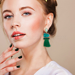 4 Pairs 4 Colors Polyester Tassel Earrings&nbsp;EJEW-FI0001-86
