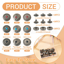 18Sets 9 Styles Brass Snap Buttons&nbsp;FIND-SW0001-33
