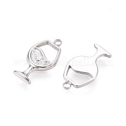 304ステンレススチールチャーム  ワイングラスチャーム  変色防止  ステンレス鋼色  14x7.5x1.5mm  穴：1.2mm&nbsp;STAS-N109-257P