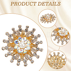 Flower Alloy Rhinestone Brooches for Backpack Clothes&nbsp;JEWB-WH20011-02A