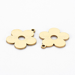 イオンプレーティング（IP）201ステンレスペンダント  切る  花  ゴールドカラー  19x17.5x1mm  穴：1.6mm&nbsp;STAS-Q240-065G