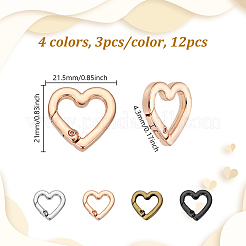 12Pcs 4 Colors Alloy Spring Gate Rings&nbsp;FIND-NB0006-20C