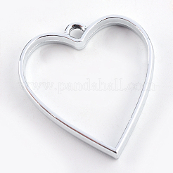 Rack Plating Alloy Heart Open Back Bezel Pendants&nbsp;PALLOY-S047-12D-FF