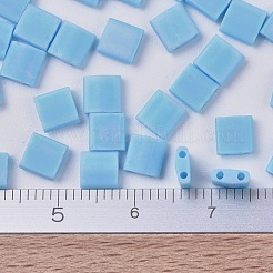 MIYUKIティラビーズ  日本製シードビーズ  2穴  （tl413fr）マットな不透明なターコイズブルーのab  5x5x1.9mm  穴：0.8mm  約1180個/100g&nbsp;SEED-J020-TL413FR
