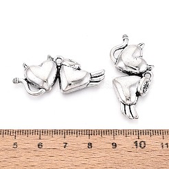 チベット風亜鉛合金チャーム  ハートチャーム  アンティークシルバー  18x38x4mm  穴：2mm&nbsp;TIBE-N016-03AS