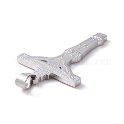 変色しない201ステンレススチールペンダント  十字架クロス  ステンレス鋼色  42x26x2mm  穴：4x6mm&nbsp;STAS-G273-13P