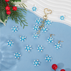 20Pcs Glass Seed Beaded Snowflake Pendants&nbsp;FIND-SC0020-41