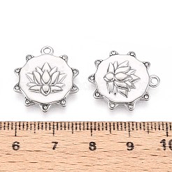304ステンレススチールラインストーンペンダント  ハスの花  ステンレス鋼色  19.5x17.5x3mm  穴：1.6mm&nbsp;STAS-N109-254P