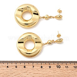 304ステンレススチール製フラットラウンドダングルスタッドピアス  ゴールドカラー  60.5x31mm&nbsp;EJEW-P329-08G