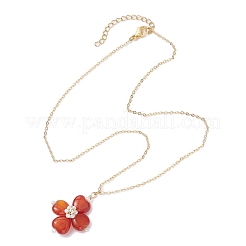 Natural Carnelian(Dyed and Heated) Clover Shamrock Pendant Necklaces&nbsp;NJEW-JN05170-03