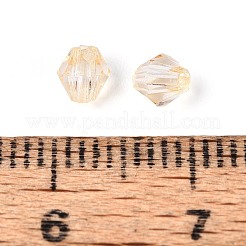 透明なアクリルビーズ  双円錐形  多面カット  砂茶色  4x4mm  穴：1.2mm  約17000個/500g&nbsp;TACR-WH0032-03