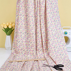 Flower Printed Cotton Fabric for Garments & Crafts&nbsp;DIY-WH0622-781F