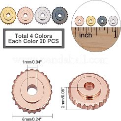 80個4色真鍮スペーサービーズ  フラットラウンド  ミックスカラー  6x2mm  穴：1mm  20個/カラー&nbsp;KK-FH0004-12