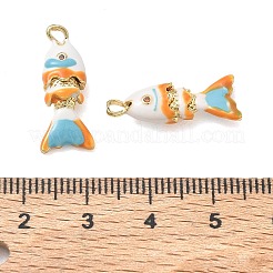 Brass Micro Pave Orange Red Cubic Zirconia Pendants&nbsp;KK-A268-05G-D