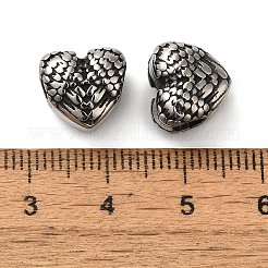 レトロ 316 サージカルステンレススチール ヨーロピアンビーズ  大穴ビーズ  ハート  アンティークシルバー  10.5x11x8mm  穴：4.5mm&nbsp;STAS-I134-14AS-A