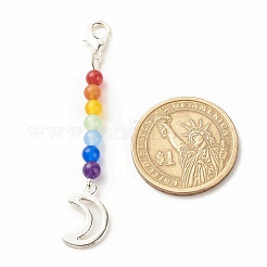 Chakra Theme Natural & Dyed Malaysia Jade Beaded Pendant Decorations&nbsp;HJEW-JM00642-01