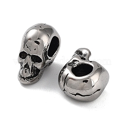 316サージカルステンレスビーズ  スカル  アンティークシルバー  10.5x5x8mm  穴：3.6mm&nbsp;STAS-K276-09A-AS