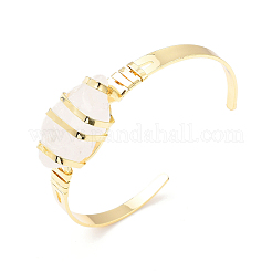 Natural Quartz Crystal Horse Eye Beaded Cuff Bangle&nbsp;G-D458-01G-01-RS