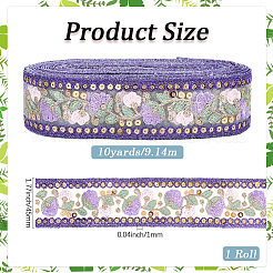 エスニックスタイルのポリエステルレーストリム  刺繍スパンコールリボン  花柄  インディゴ  1-3/4インチ（45mm）&nbsp;EMBR-WH20071-002B