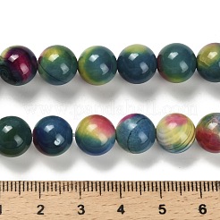 染め加工天然石瑪瑙ビーズ連売り  ラウンド  ツートン  スチールブルー  10~10.5mm  穴：1~1.2mm  約38個/連  14.76''（37.5センチメートル）&nbsp;G-G203-09B-10mm