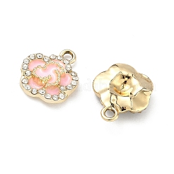 合金エナメルチャーム  花のチャーム  UVメッキ  ラインストーン付き  ゴールドカラー  17x14.5x4.8mm  穴：1.8mm&nbsp;ALRI-D303-12G
