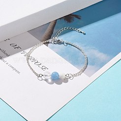 天然宝石リンクブレスレット  304ステンレススチールの金具と真鍮の延長部付き  18x0.2cm&nbsp;X-BJEW-JB07793-01