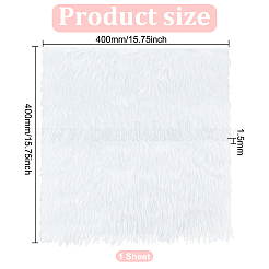 模造ウサギの毛のフェイクファーポリエステル生地  ぬいぐるみ DIY 衣服縫製材料用  ホワイト  400x400x1.5mm&nbsp;DIY-WH0032-91A