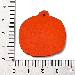 片面プリントの木製ペンダント  ハロウィーンのチャーム  カボチャ  34x33.5x2.5mm  穴：1.6mm&nbsp;WOOD-B009-01H