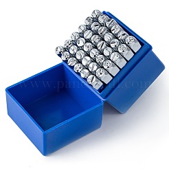 鉄シールスタンプ  文字a〜z入り  番号0~8とアンパサンド＆  プラチナ  64x8x8mm  模様：6ミリ  36個/箱&nbsp;AJEW-BC0005-48
