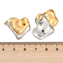 304ステンレススチールスタッドピアス  ゴールデン·ステンレス鋼色  ハート  21.5x24.5mm&nbsp;EJEW-U045-04A-GP