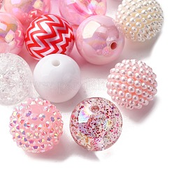 20個 10スタイル DIY ジュエリー作成キット  アクリル、ABSプラスチック、樹脂ビーズを含む  ラウンド  ミックスカラー  19~20x18~20mm  穴：1.8~3mm  2個/スタイル&nbsp;DIY-FP0001-59