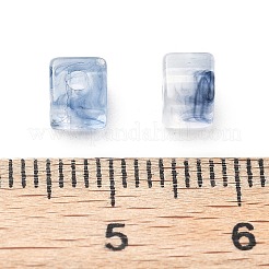 透明なアクリルビーズ  天然石風ビーズ  キューブ  スチールブルー  4.5x4.5x4.5mm  穴：1.7mm&nbsp;OACR-H044-04A-04