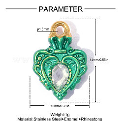 304 Stainless Steel with Green Enamel Charms&nbsp;SA-OY001-34G-02