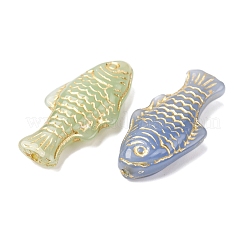 手作りランプワークビーズ  ゴールドライン入り  魚  ミックスカラー  24.5~25x12~12.5x5~6mm  穴：1~1.2mm&nbsp;FIND-C076-10