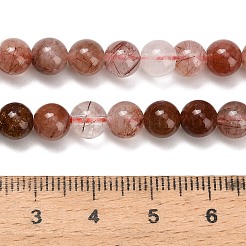 天然のレッドルチルクォーツビーズ連売り  ラウンド  6mm  穴：1mm  約62個/連  15.35''（39センチメートル）&nbsp;G-G300-A02-6mm