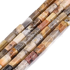 天然石クレイジーアゲートビーズ連売り  六角柱  5~7.5x3.5~4.5mm  穴：0.6~0.8mm  約57~64個/連  14.76~15.55インチ（37.5~39.5cm）&nbsp;GG-N002-01A-04