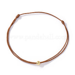 Brass Round Ball Polyester Cord Braided Bracelets&nbsp;QR8302-2