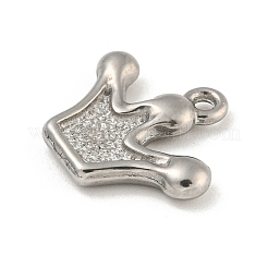 変色しない304ステンレススチールペンダント  クラウンチャーム  ステンレス鋼色  14.5x16.5x2.5mm  穴：1.2mm&nbsp;STAS-N103-96P