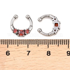 316ステンレススチール製パヴェレッドキュービックジルコニアクリップオンフープノーズリング  アンティークシルバー  11.5x11x2.5mm&nbsp;AJEW-C044-14AS
