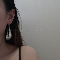 女性用合金フープピアス  ティアドロップ  プラチナ  50mm&nbsp;WG1358A-02
