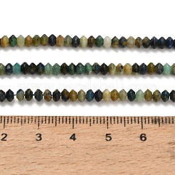 天然クリソコラとラピスラズリビーズ連売り  双円錐形  多面カット  4x2.5mm  穴：0.6mm  約154~156個/連  15.24~15.39インチ（38.7~39.1cm）&nbsp;GG-CBAA9B4-A12-03