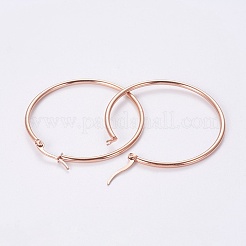 304ステンレススチールフープピアス  リング  ローズゴールド  45x2mm  ピン：1x0.7mm  内径：41mm&nbsp;EJEW-WH0002-03B-RG