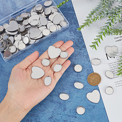 120Pcs 3 Styles 316 Stainless Steel Cabochon Tray Settings&nbsp;STAS-UN0034-35