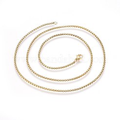 304ステンレススチールローロチェーンネックレス  カニカン付き  ゴールドカラー  23.6インチ（60cm）&nbsp;X-NJEW-L047-02B-G