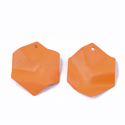 スプレープリントアイアン製ペンダント  六角  ダークオレンジ  25x20x3mm  穴：1mm&nbsp;IFIN-S704-11B