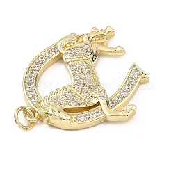 Brass Micro Pave Clear Cubic Zirconia Pendants&nbsp;KK-B177-05E-G