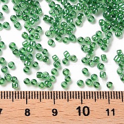 （詰め替えサービスあり）ガラスシードビーズ  トランス。光沢の色  ラウンド  ダークゴリーン  12/0  2mm  穴：1mm  約12 G /袋&nbsp;SEED-C015-2mm-107B