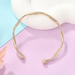ウェーブ合金カフバングル  女性用オープンバングル  ゴールドカラー  内径：2-1/4インチ（5.6cm）&nbsp;BJEW-L701-04G